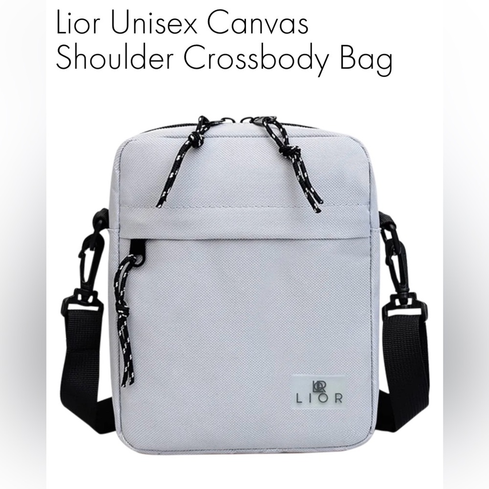 Lior Travel Pouch Crossbody Bag Grey Lightweight Organizer Case Unisex